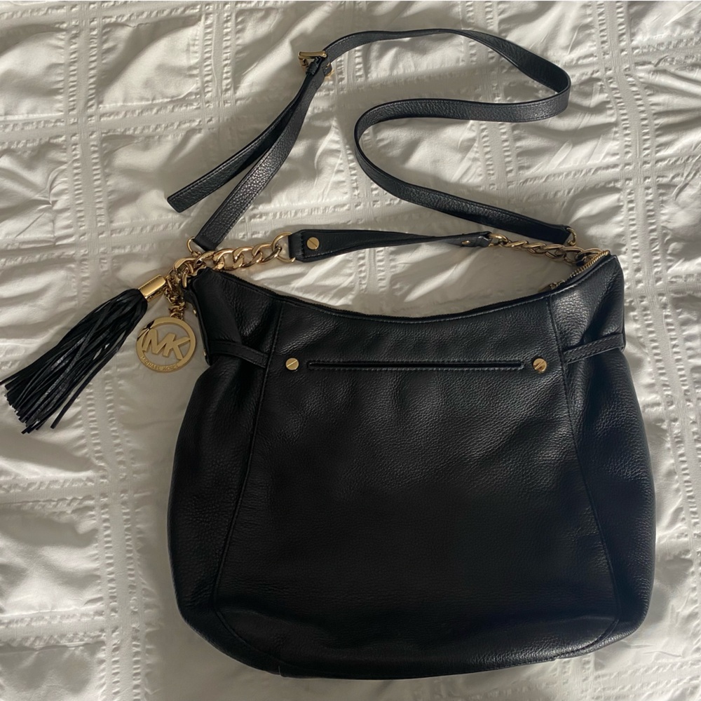 Michael Kors Black Crossbody Bag with Gold Accents